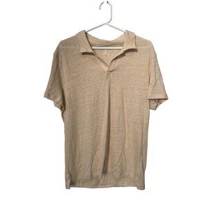 Bonobos Polo Shirt Size Medium One Fit Collared Short Sleeve Linen Cream Casual